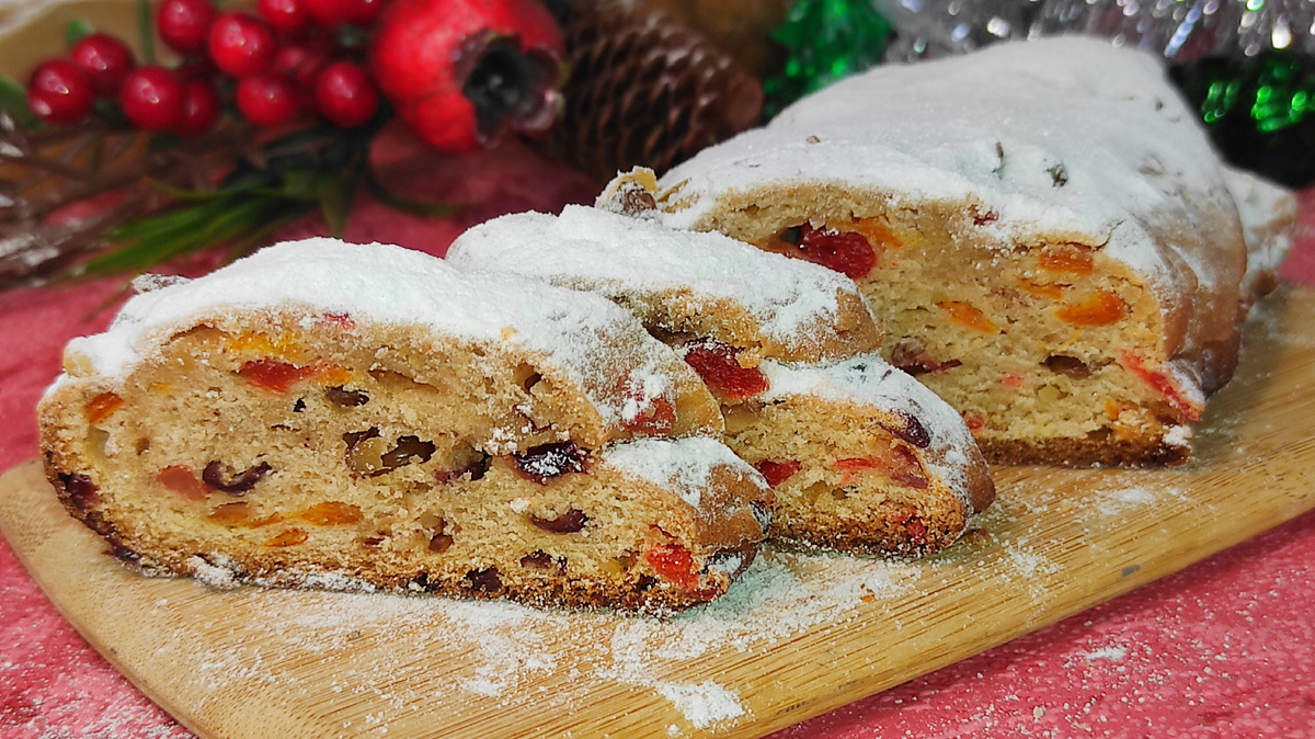 Простой и вкусный рождественский штоллен без дрожжей